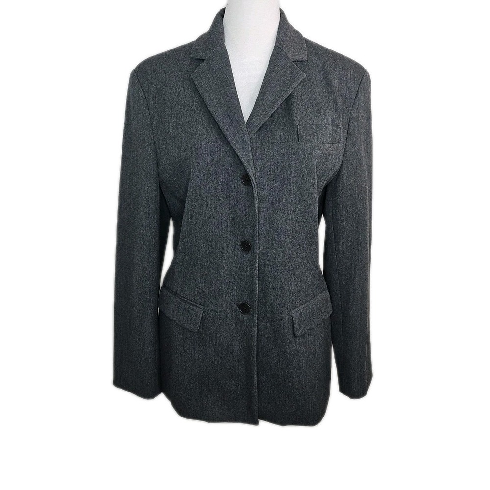 Women's‎ The Limited Stretch Gray Long Blazer Size Med 3 Button Lined Jacket